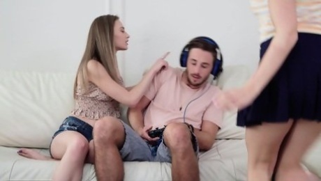 Dude wants to play some videobut his dick betrays him