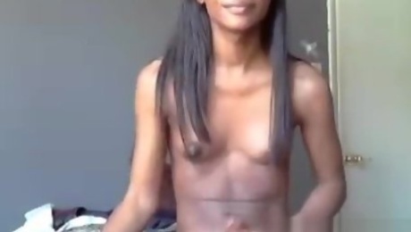 Skinny Ebony Shemale Teasing