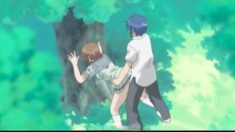 Hentai Girl Banged Against The Tree And Jizz Shot