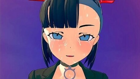Dark-haired Girl Marnie From The Cartoon Pokemon Rides A Dick