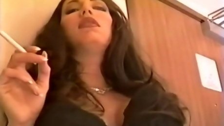 Taylor St. Claire Smoking in Black Lingerie 1