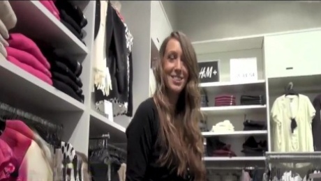 shopping fucking in changing room black pantyhose