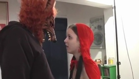 Hot red riding hood has been a naughty slut and its time for her to pay by sucking