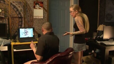 A tattooed MILF lets a younger guy cum inside her tight pussy