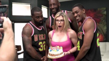 Interracial gangbang with a blonde mature woman - Cory Chase