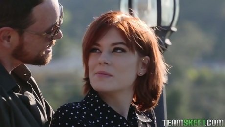 Romantic walk ends up with really steamy 69 sex with redhead Ava Little