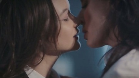 Hot like fire sexy office lesbian Alex De La Flor lures charming babe for sex