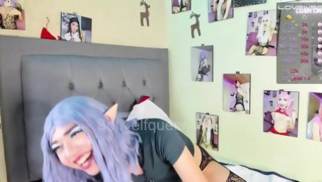 Cute elf smoking in her cock  while get her cumming