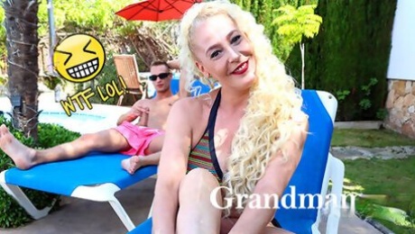 Cougar Fucked While Trying To Get A Tan For